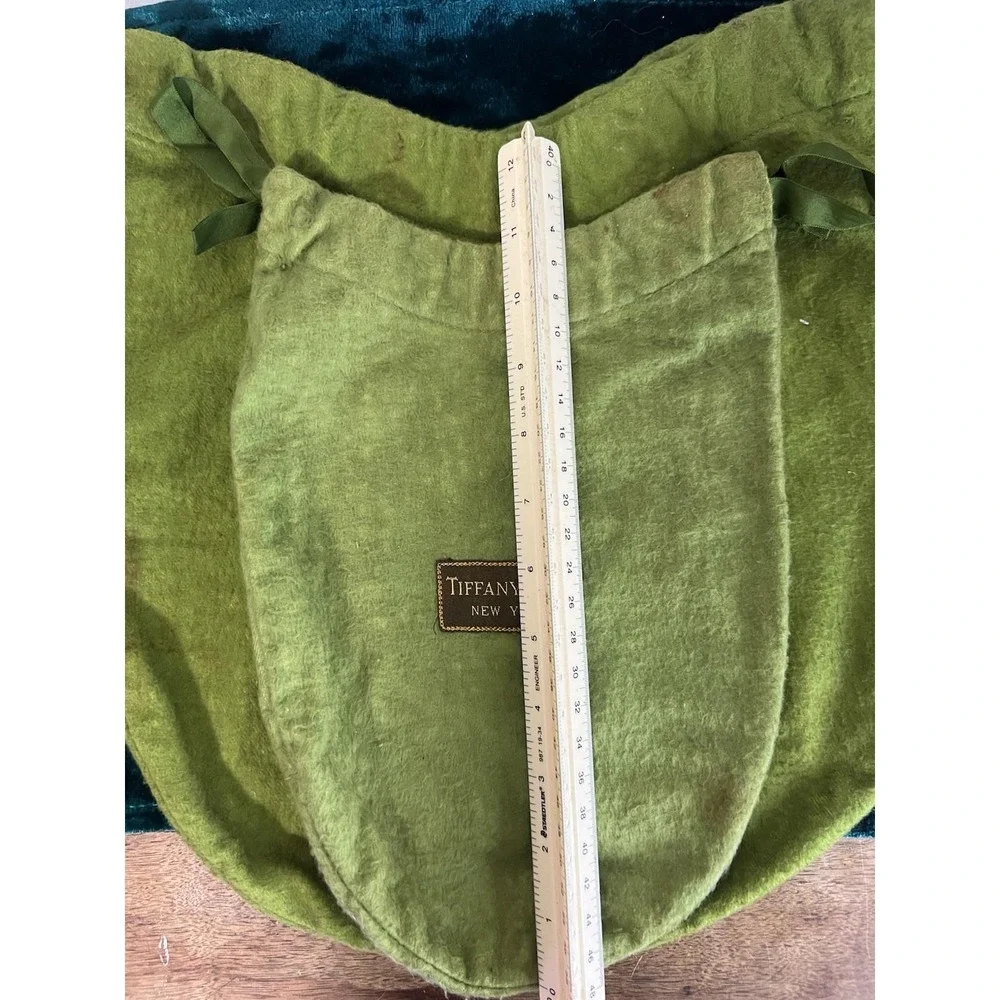 As Is-light Staining-4 Pc. Set Vintage Tiffany And Co. New York Green Felt Bags